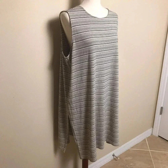J Jill Wearever Size 1X Sleeveless Shift Tank Dress Side Slits Stretch Ribbed - Picture 4 of 14